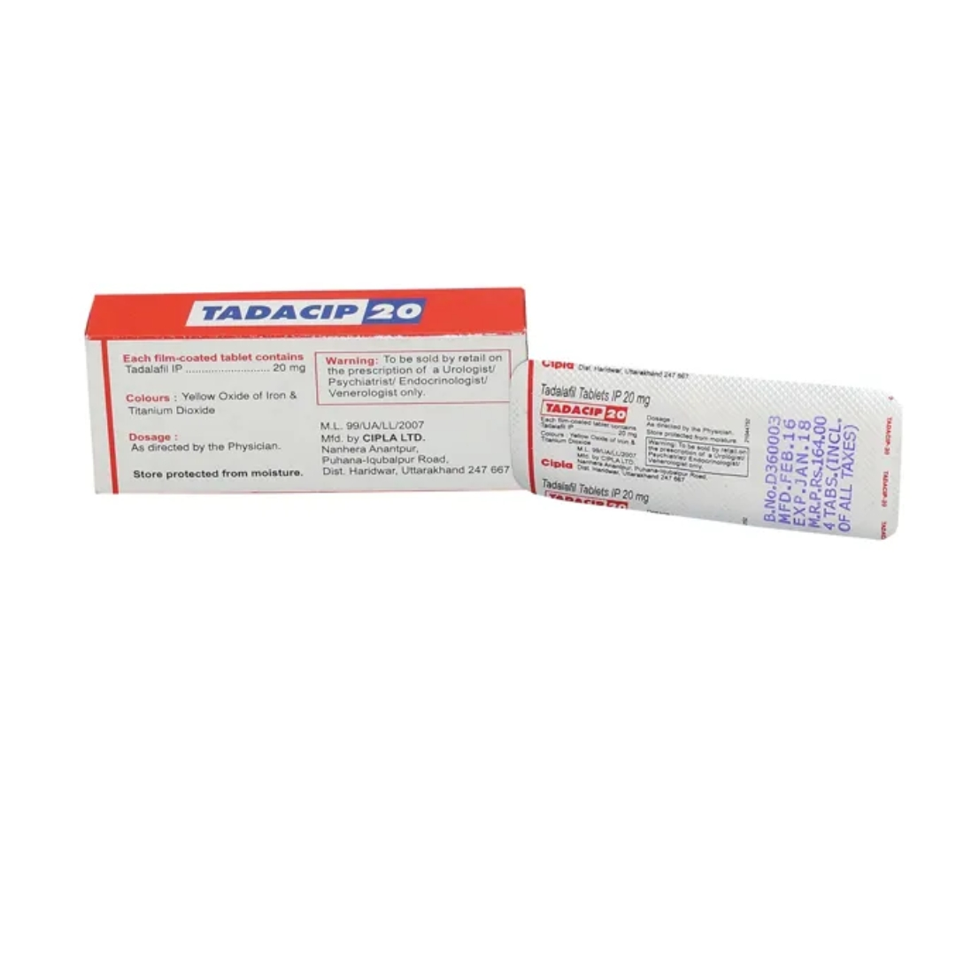 Tadacip 20mg tablet for erectile dysfunction treatment